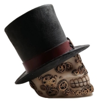 Steam punk stijl schedel met hoge hoed