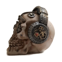 Steam punk stijl schedel met koptelefoon