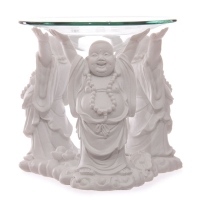 Witte lachende boeddha oliebrander