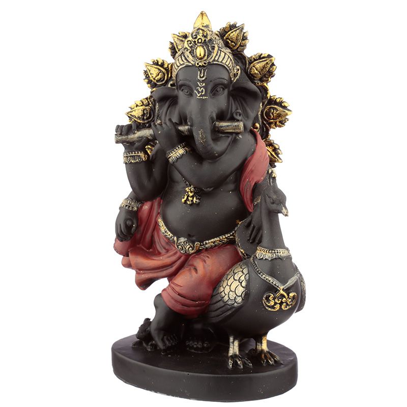 Ganesh beeldje met pijp en pauwhaan